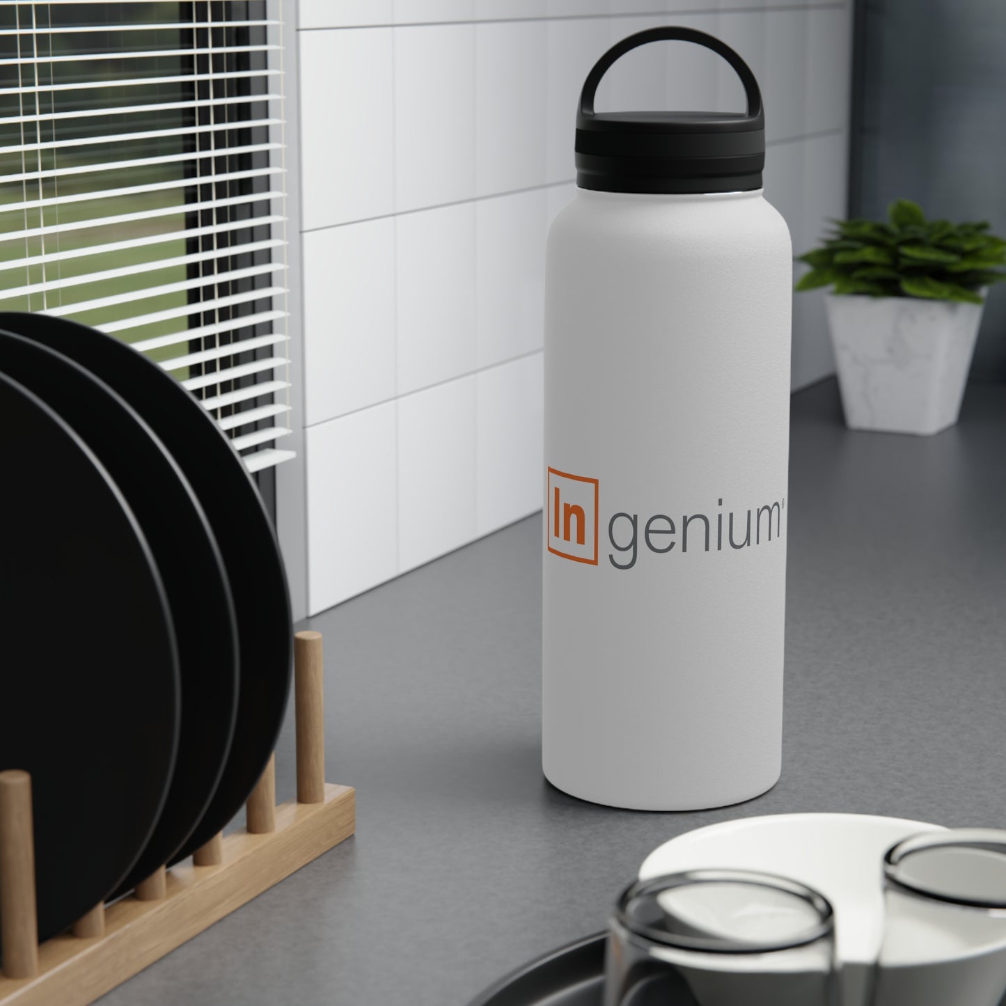 Stainless Steel Water Bottle, Handle Lid